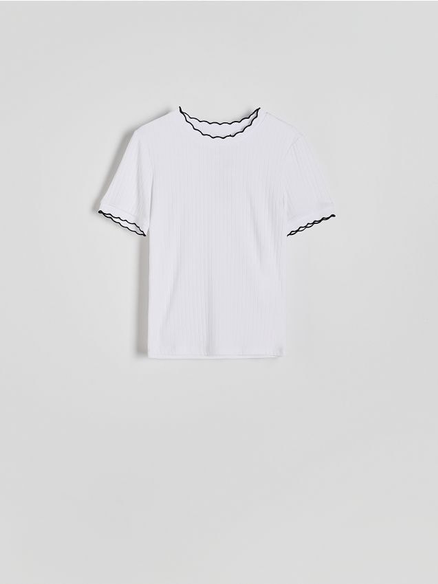Reserved - tricou din jerseu - crem