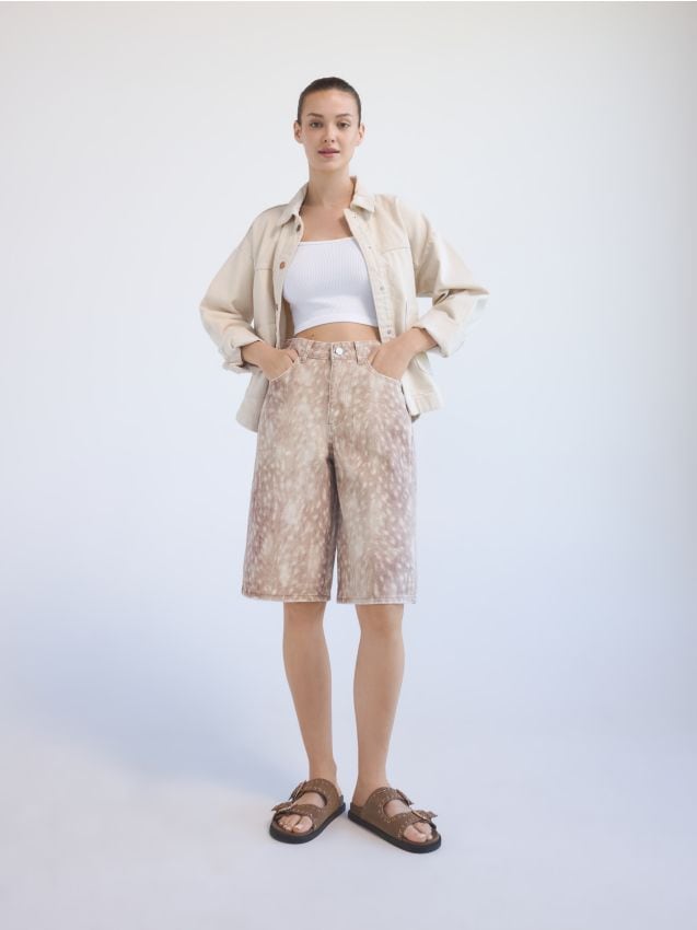 Animal print denim bermuda shorts - RESERVED