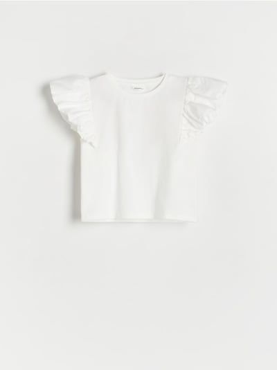 Cotton T-shirt with ruffle