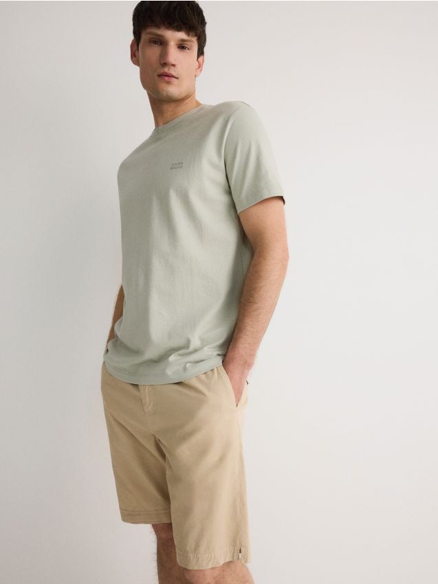 Reserved - pantaloni scurți chino, uni - crem