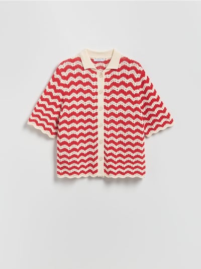 Cardigan ajurat cu guler