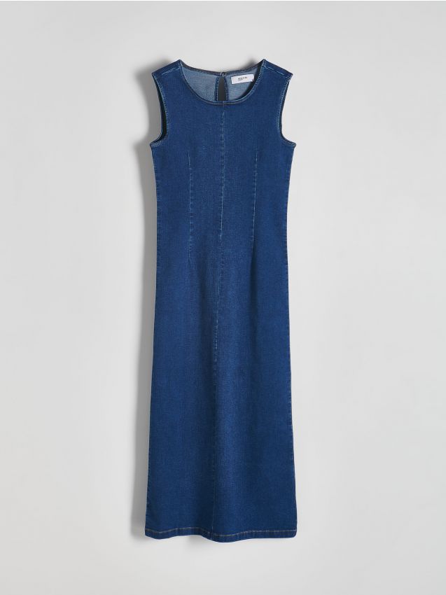Reserved - rochie maxi din denim - bleumarin