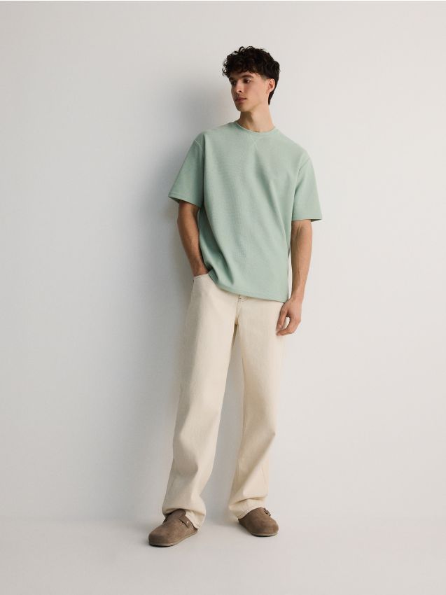 Reserved - tricou boxy - verde-pal