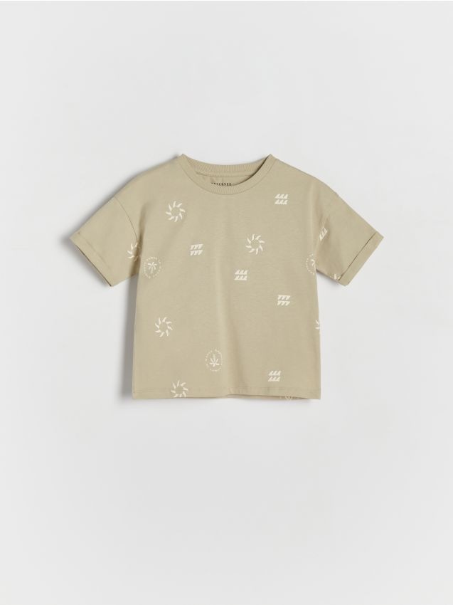 Reserved - tricou cu imprimeu - verde-oliv deschis