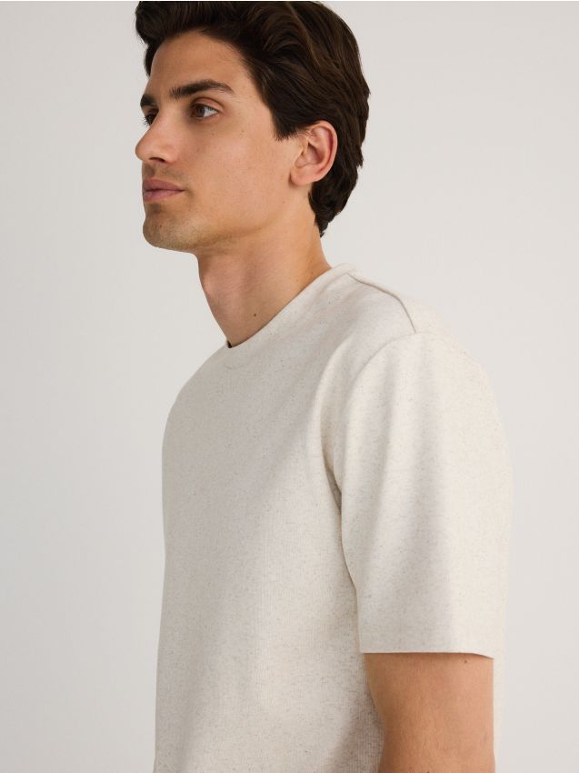 Reserved - tricou cu adaos de viscoză - crem