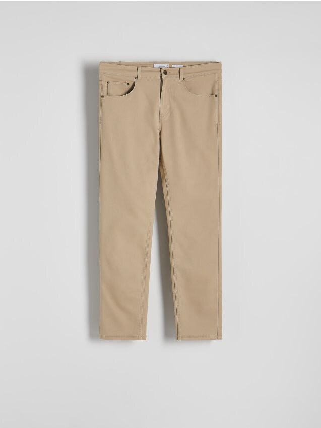 Reserved - Pantaloni de bumbac slim fit - bej