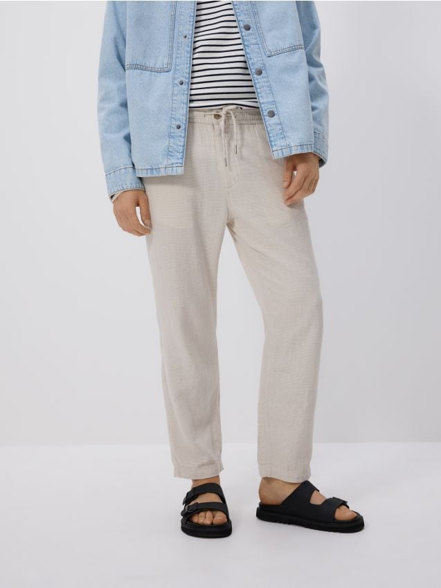 Linen blend carrot trousers - RESERVED