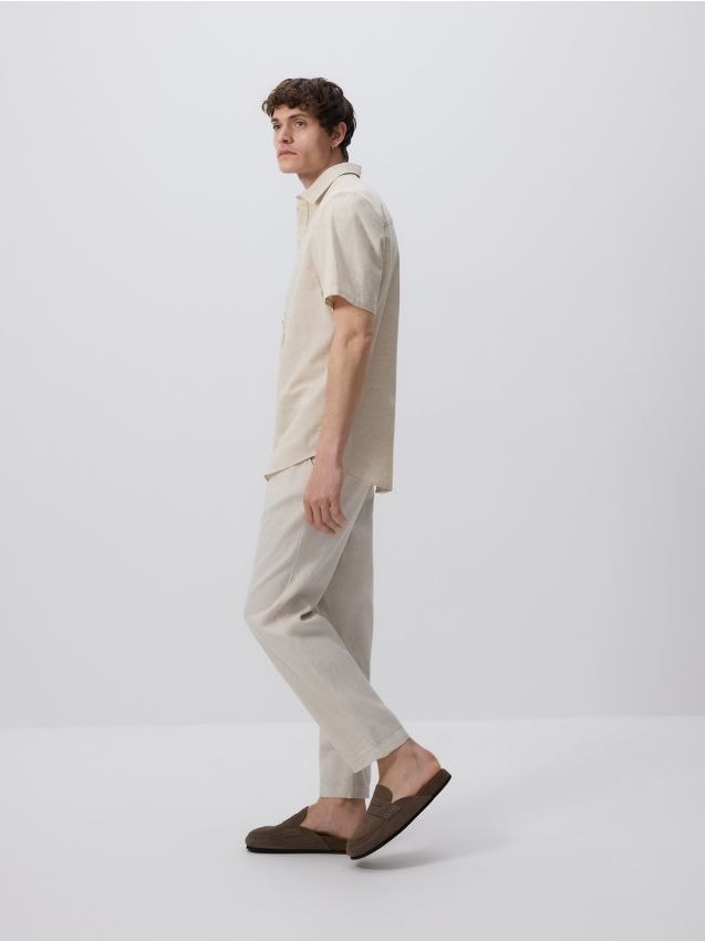 Linen blend carrot trousers - RESERVED