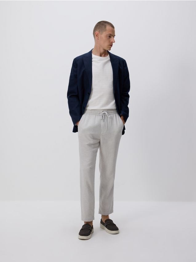 Linen blend carrot trousers - RESERVED