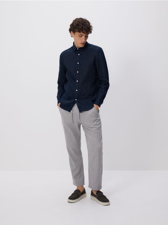Linen blend carrot trousers - RESERVED