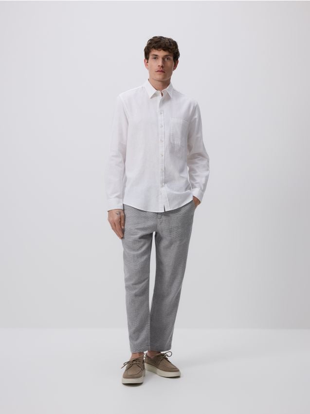 Linen blend carrot trousers - RESERVED