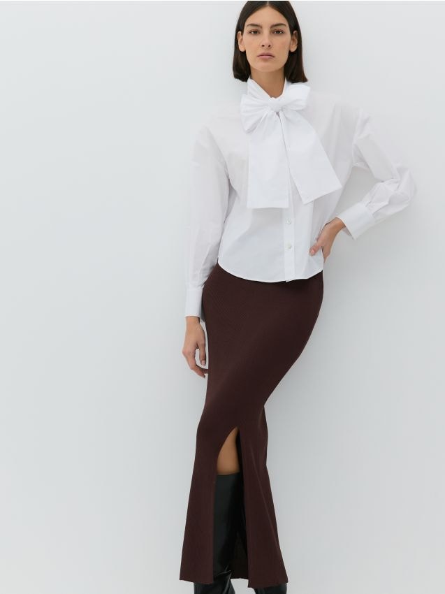 Cotton shirt with tie detail - RESERVED
