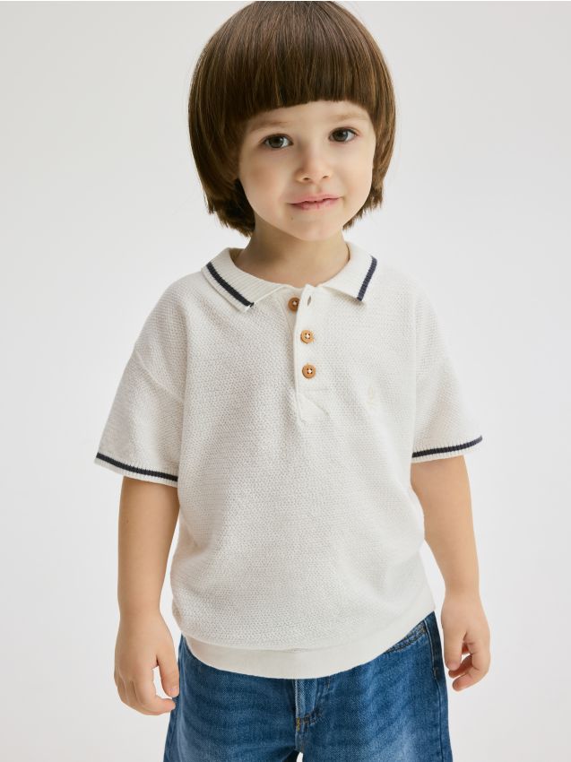 T-shirt style polo en maille - RESERVED
