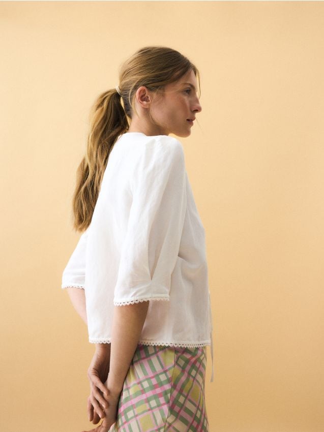 Blouse van een linnenmix - RESERVED