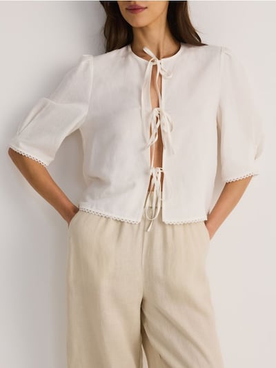 Bluse aus Leinenmischung