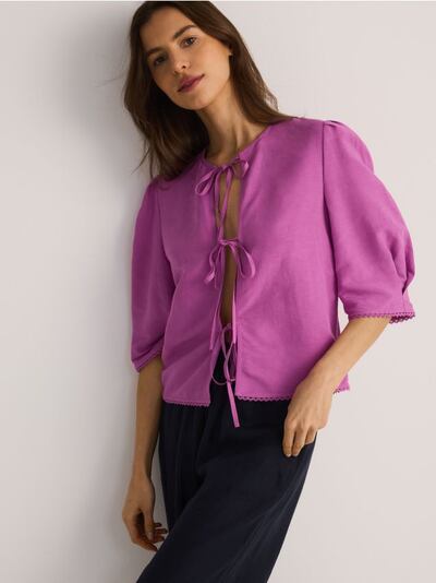 Bluse aus Leinenmischung