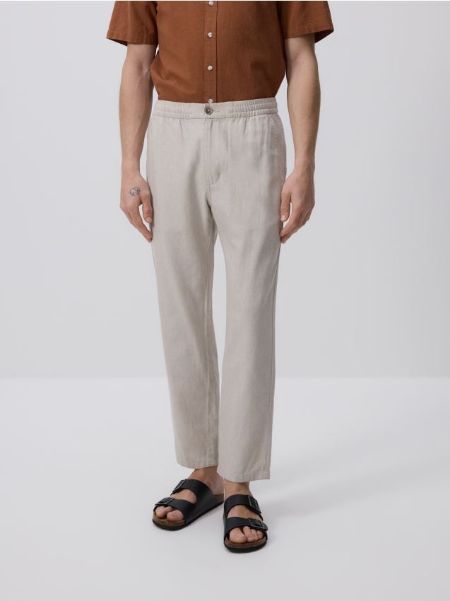 Regular linen rich trousers - RESERVED