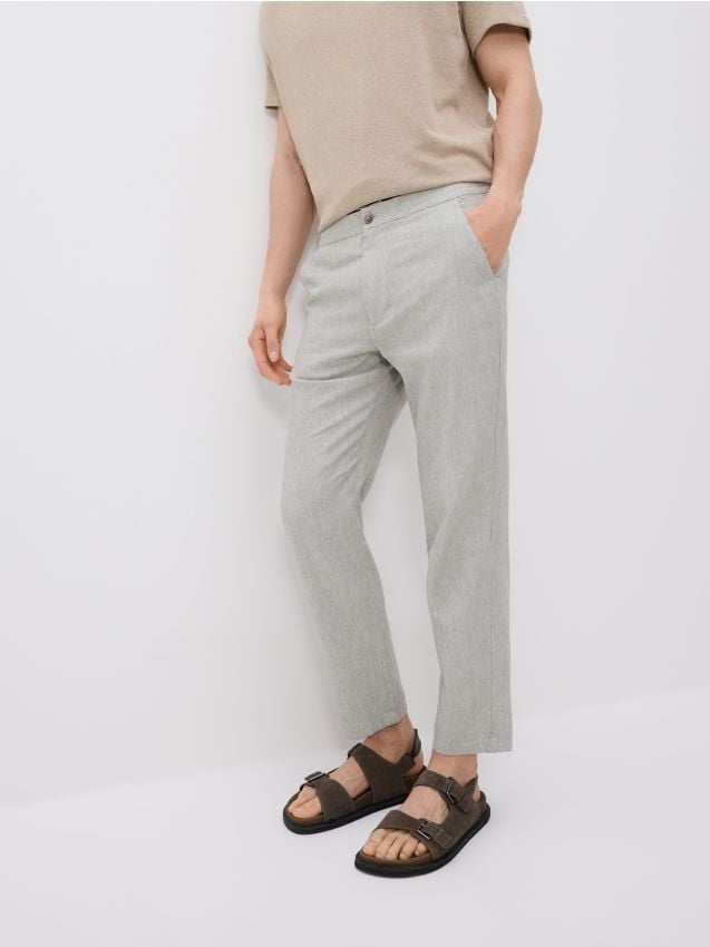 Regular fit broek met een hoog linnengehalte - RESERVED