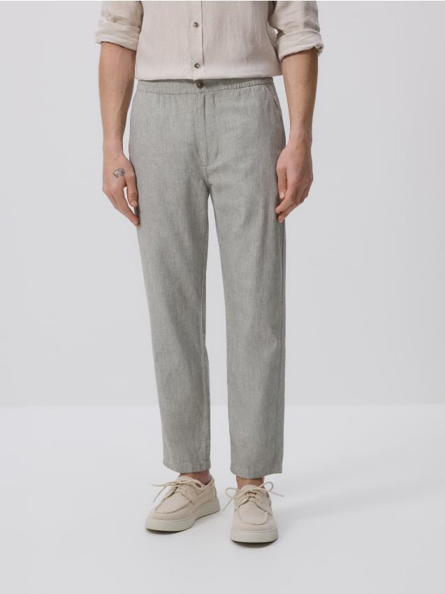 Regular linen rich trousers - RESERVED