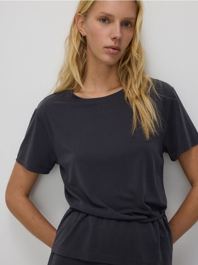 Reserved - ladies` blouse - gri-închis