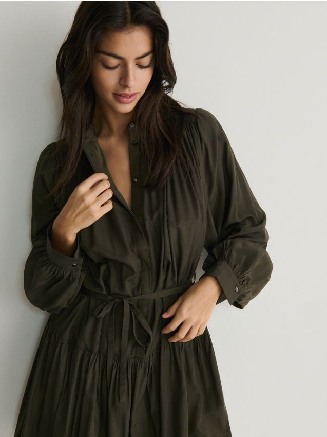 Reserved - rochie mini cu curea - verde