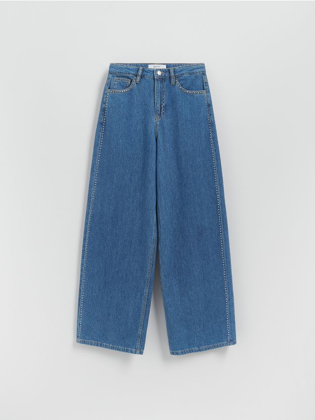 Wide-leg jeans with appliqués - RESERVED