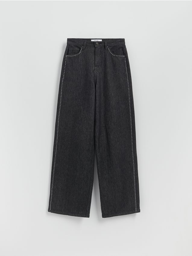Jeansy wide leg z aplikacjami - RESERVED