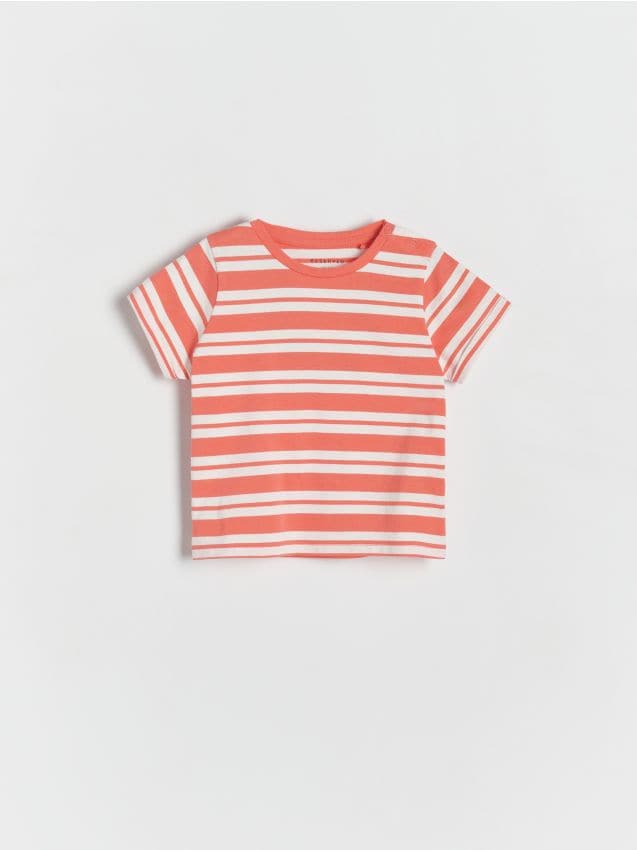 Reserved - tricou cu dungi - corai
