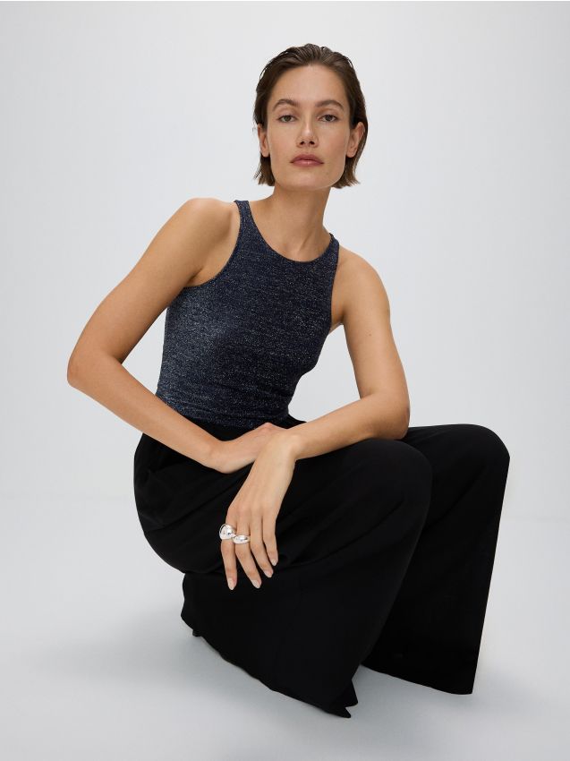 Reserved - top metalic cu amestec de lurex - bleumarin