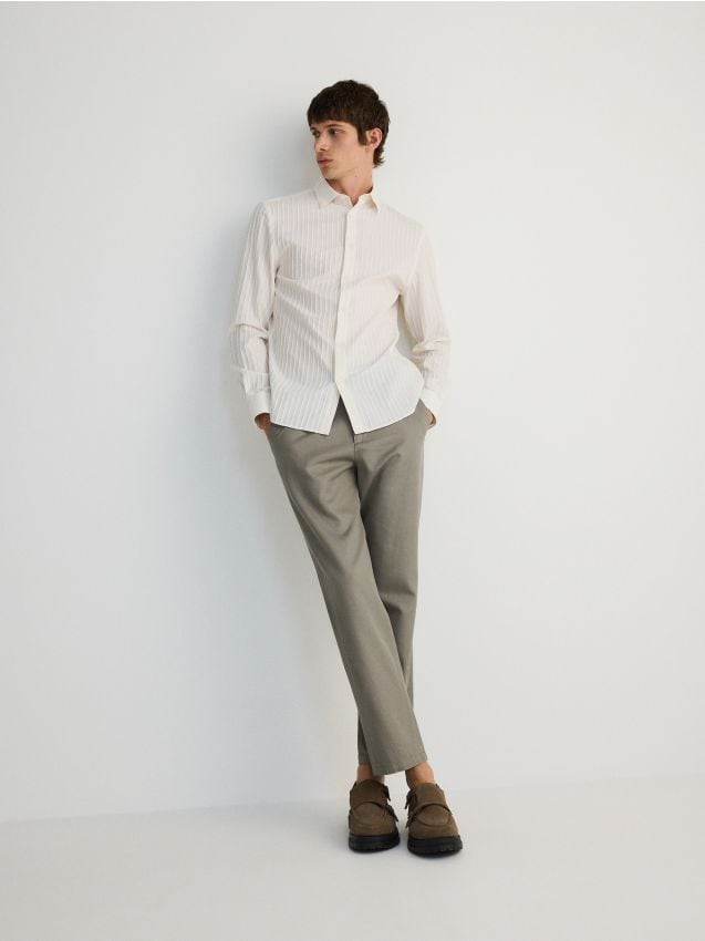 Reserved - men`s trousers - verde-oliv deschis