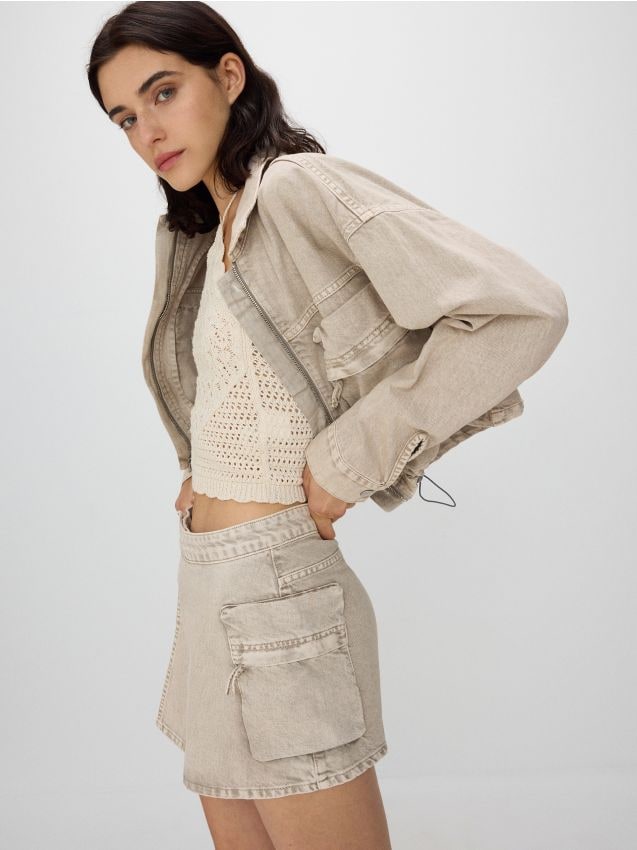 Reserved - fustă pantalon - gri deschis