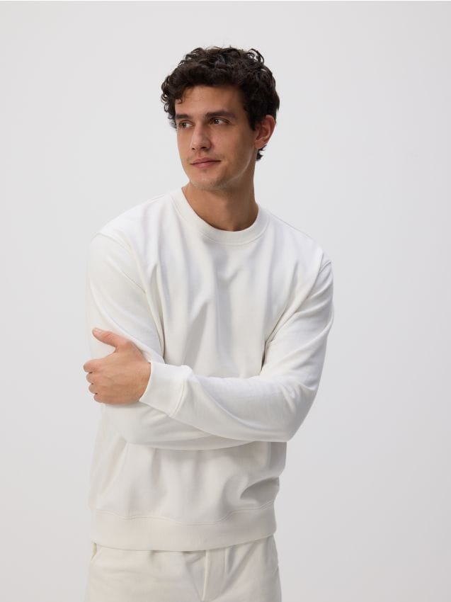 Reserved - Bluză sport regular fit, din bumbac - crem Reserved - Bluză sport regular fit, din bumbac - crem