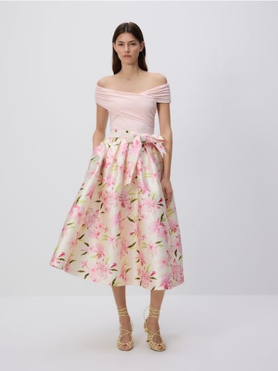 Midi skirt with tie detail