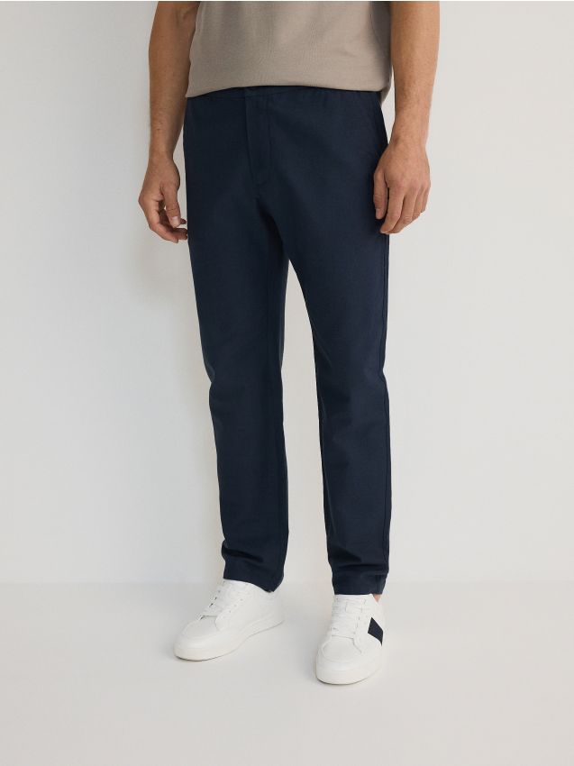 Regular chino trousers with linen blend - RESERVED