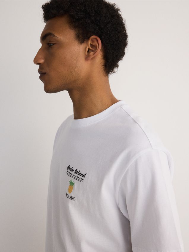 Reserved - tricou boxy cu imprimeu - alb