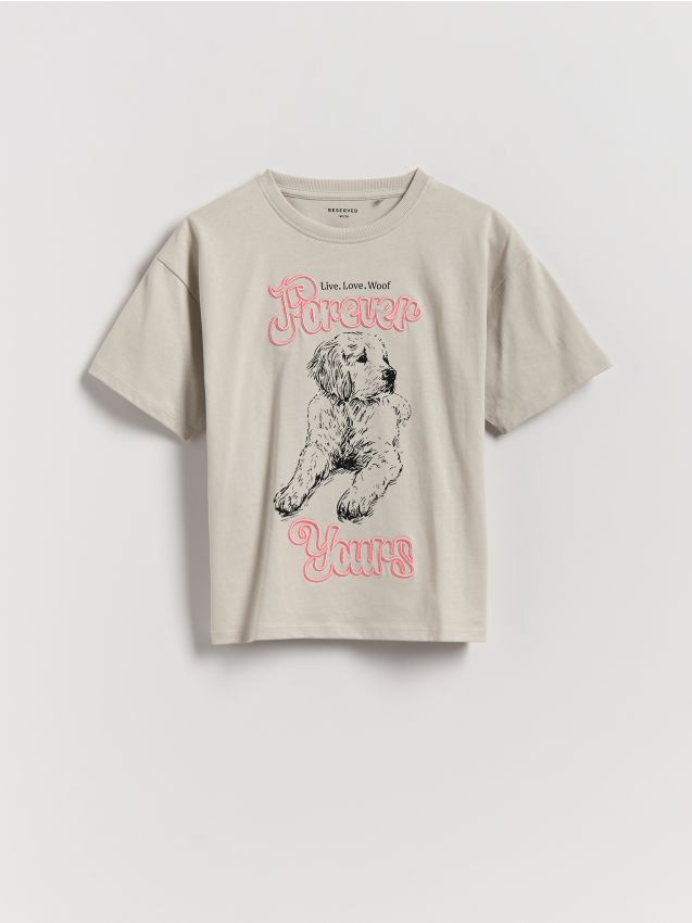 T-shirt with embroidered slogan - RESERVED