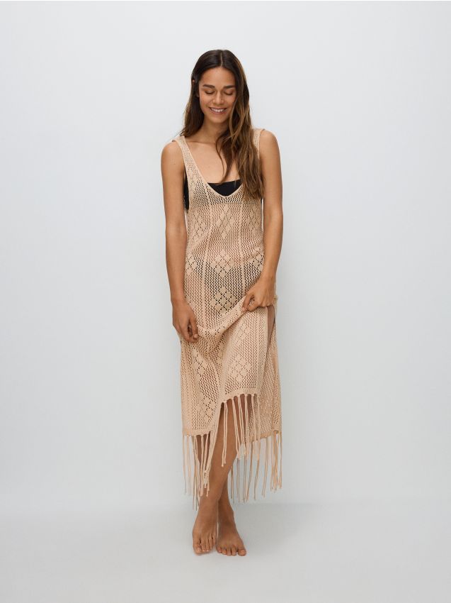 Reserved - rochie de plajă ajurată - nude