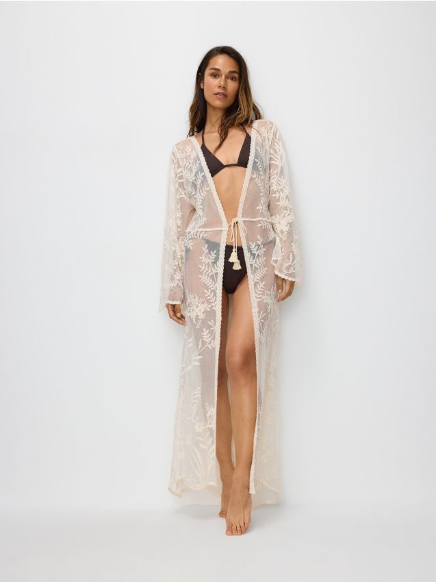 Reserved - ladies` poncho - crem