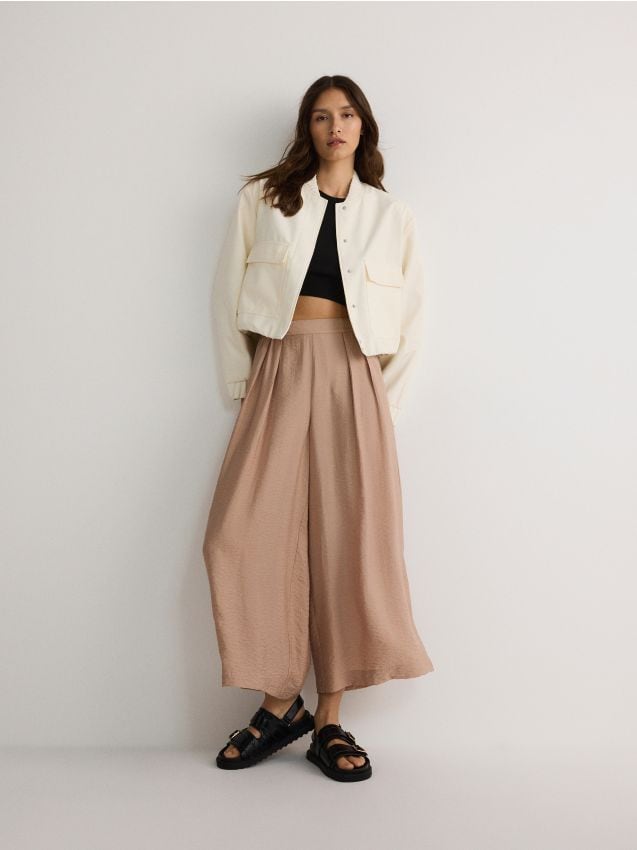 Reserved - pantaloni culotte din viscoză - bej
