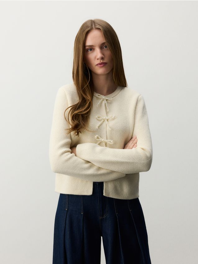 Cardigan with bow ties - RESERVED
