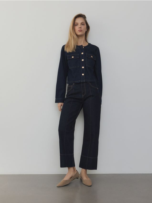 Straight leg jeans med dekorativa sömmar - RESERVED