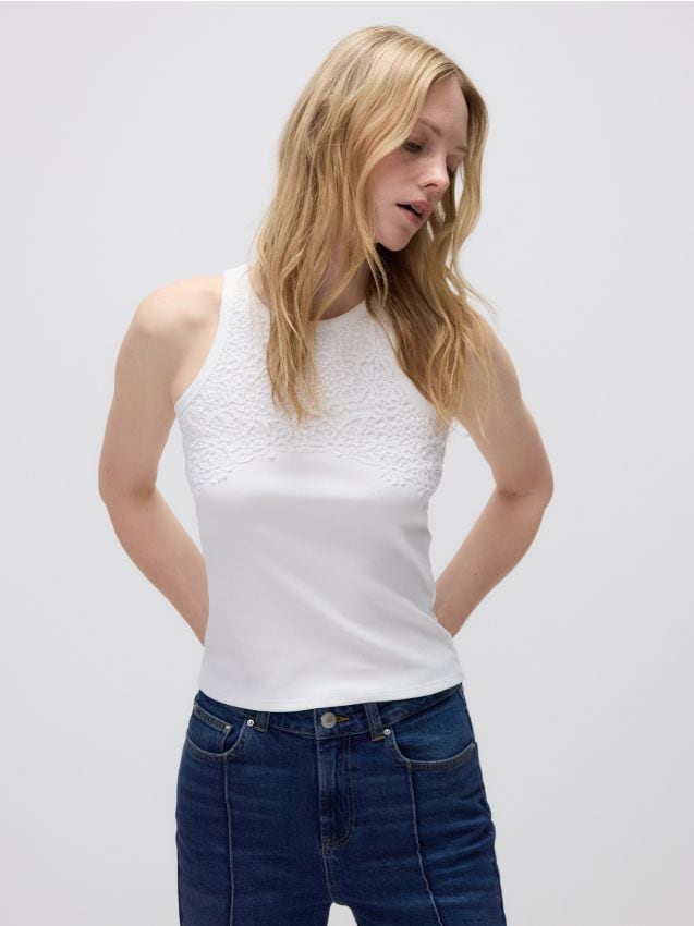 Top with embroidery detail - RESERVED