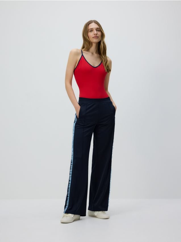 Trousers with lace side stripes - RESERVED
