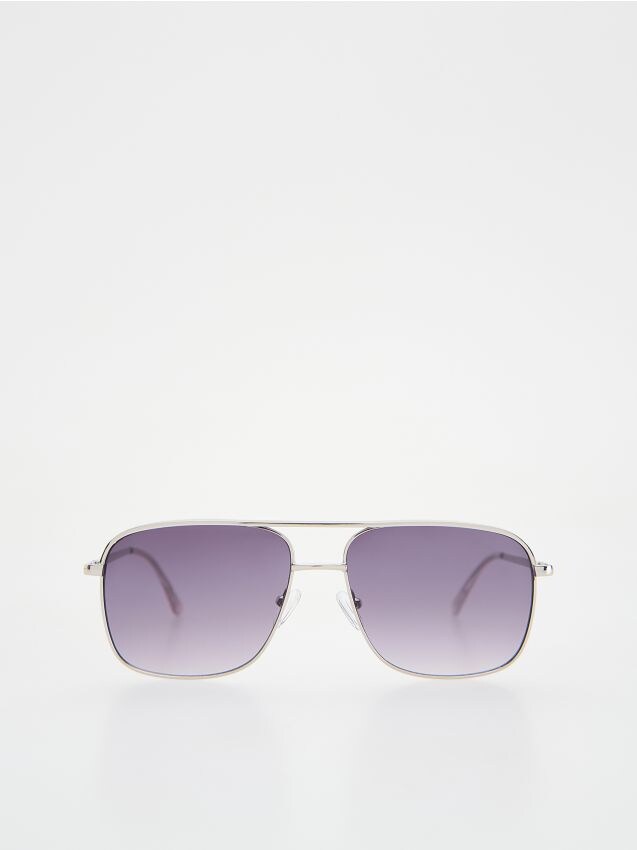 Reserved - Ochelari de soare tip aviator - argintiu