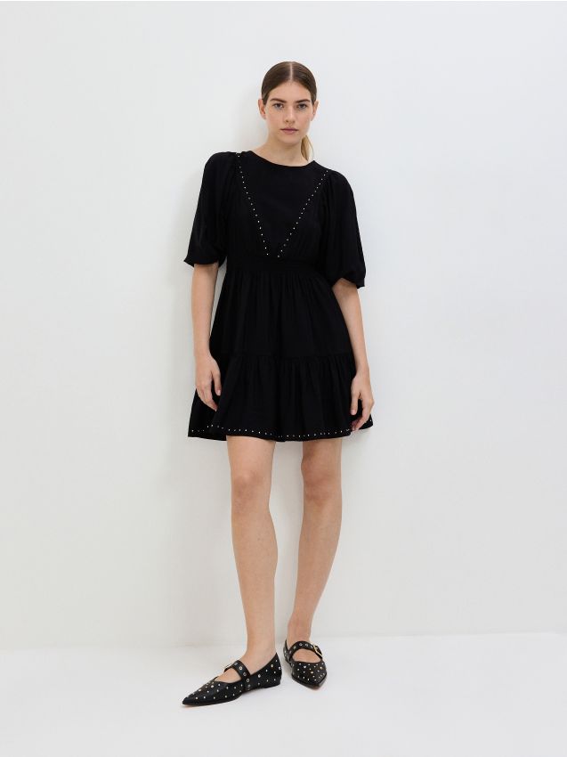 Reserved - Rochie cu capse - negru