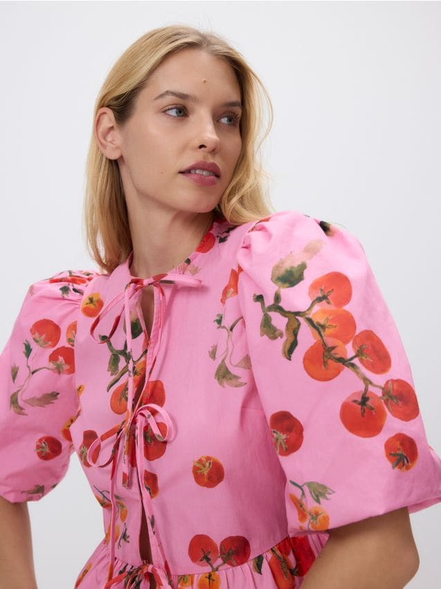 Blouse met strik en peplum - RESERVED