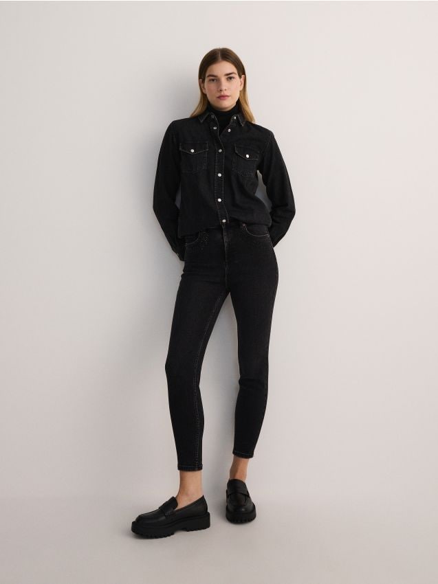 Reserved - LADIES` JEANS TROUSERS - negru