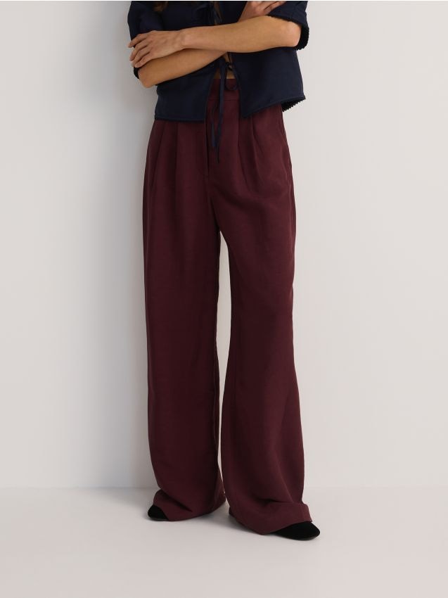Pantalon large en lin majoritaire - RESERVED