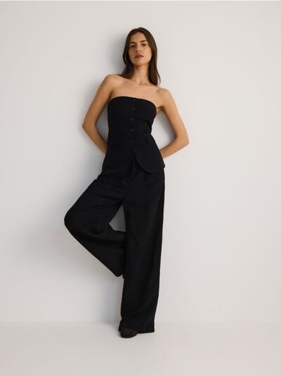Wide-Leg-Hose mit hohem Leinenanteil