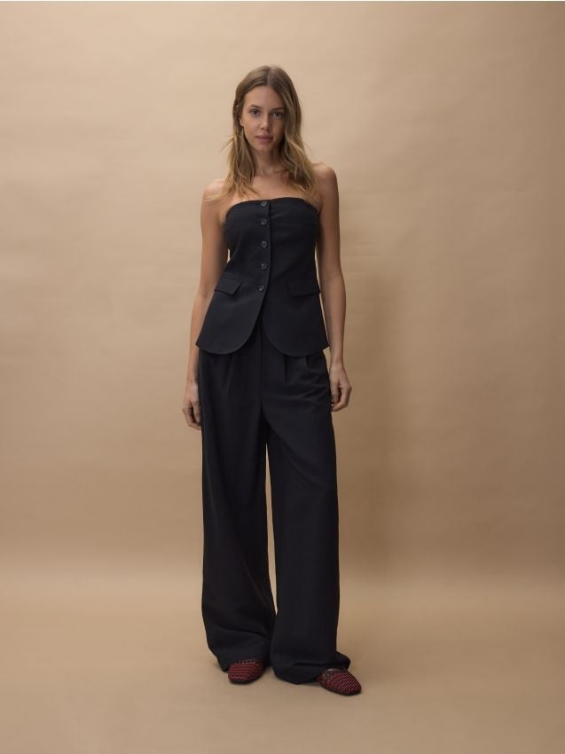 Linen rich wide leg trousers - RESERVED